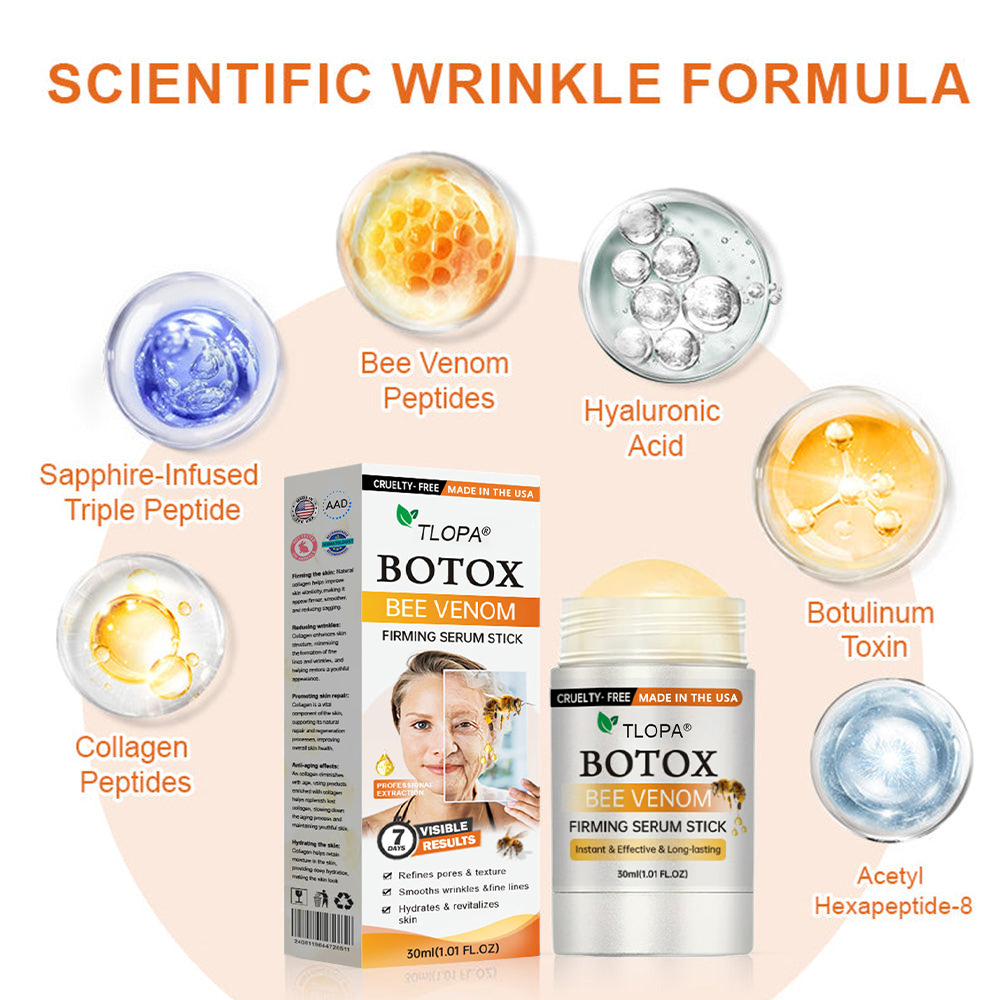 Anti-Aging Serum Stick für Frauen | Bienengift, Hyaluron & Peptide | Strafft Haut & Reduziert Falten für Gesicht & Körper 8