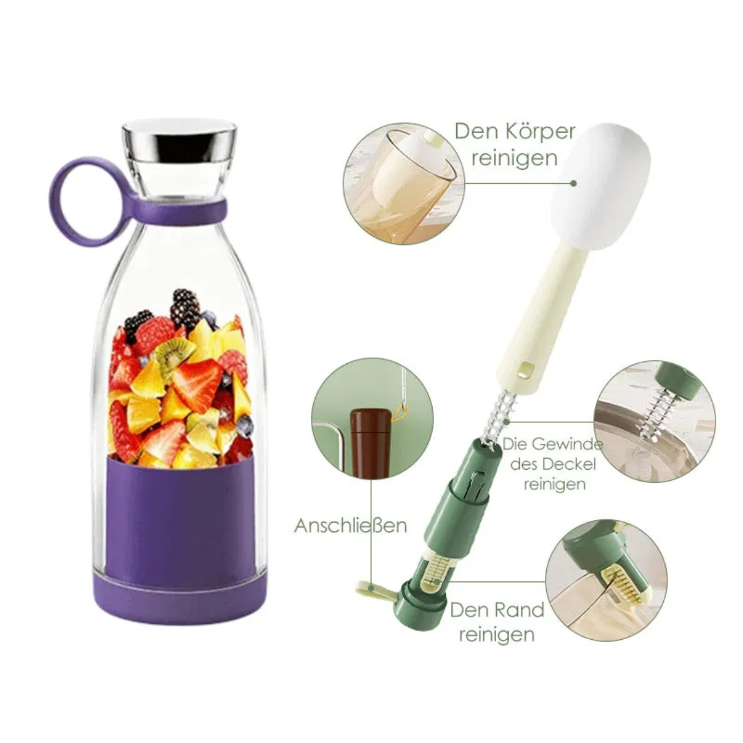 Tragbarer Smoothie-Mixer | Akku-Betrieb, rutschfeste Basis | Mixt direkt in der Trinkflasche, mit Automatik-Stopp 15