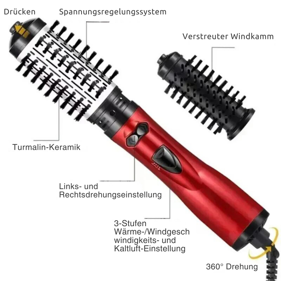 Rotierende Warmluftbürste mit Ionentechnologie | 360° Rotation, 2 Bürstenaufsätze | Föhnt, Stylt und Glättet gleichzeitig 5
