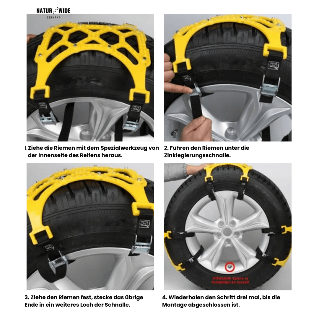 Schneeketten TPU & Stahl | 185-295 mm, 3er-Set für Auto, SUV & LKW | Rutschfest bis -50 °C, in Minuten montiert 6