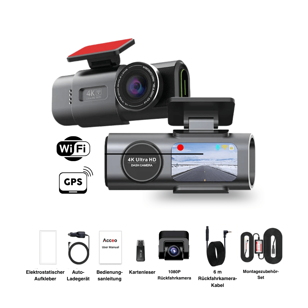 4K Dashcam mit Nachtsicht & Doppelkamera | WLAN, GPS, G-Sensor & 24H Parküberwachung | Front 4K, Heck 1080p, Loop-Recording 9