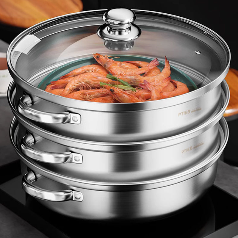 3-Schicht-Dampfgarer aus Edelstahl | Mehrschichtiges Design für gleichzeitiges Garen | Erhält Nährstoffe und Aromen 6