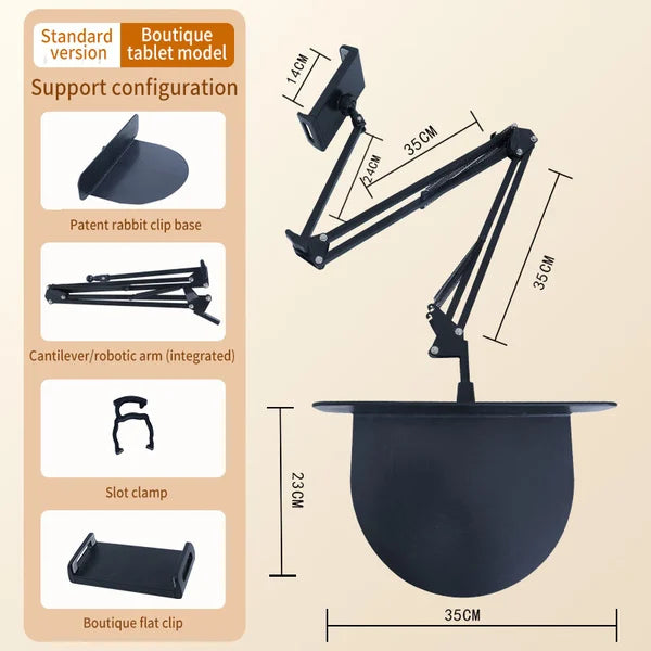 Verstellbare Handy- und Tablethalterung Aluminium | 360° drehbar, Mehrpunktarm | Freihändig für Bett, Sofa, Schreibtisch 8