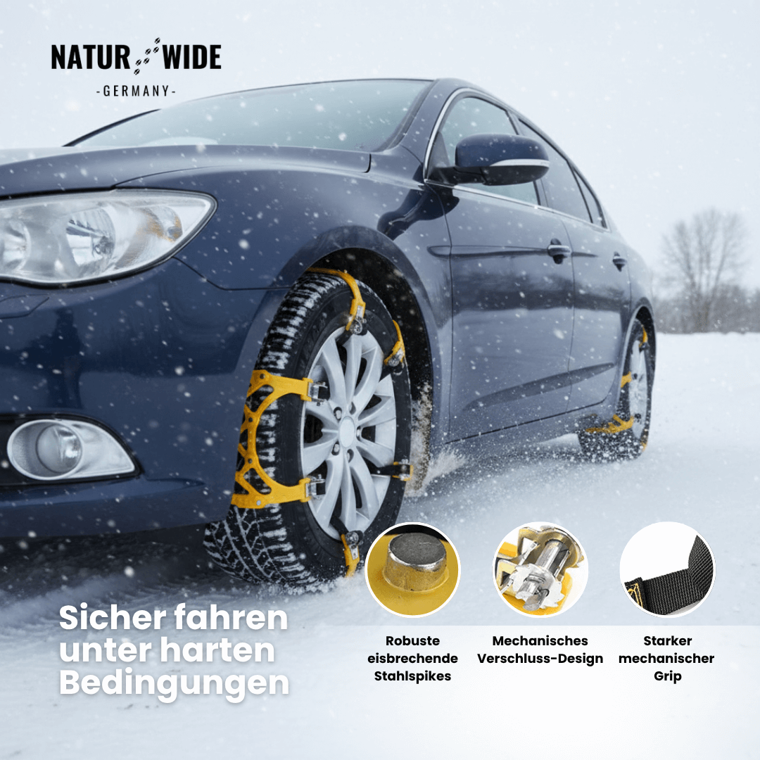 Schneeketten TPU & Stahl | 185-295 mm, 3er-Set für Auto, SUV & LKW | Rutschfest bis -50 °C, in Minuten montiert 5