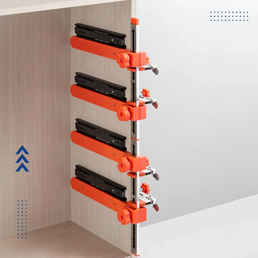ClamperSlide™ – Präzisions-Schubladenauszug-Schablone mit Knebelklemme
