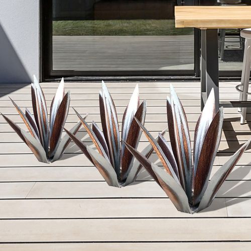 Agave Skulptur aus Metall | 27, 35 oder 55 cm, handbemalt | Rostfrei und wetterfest für Garten, Terrasse und Wohnraum 9