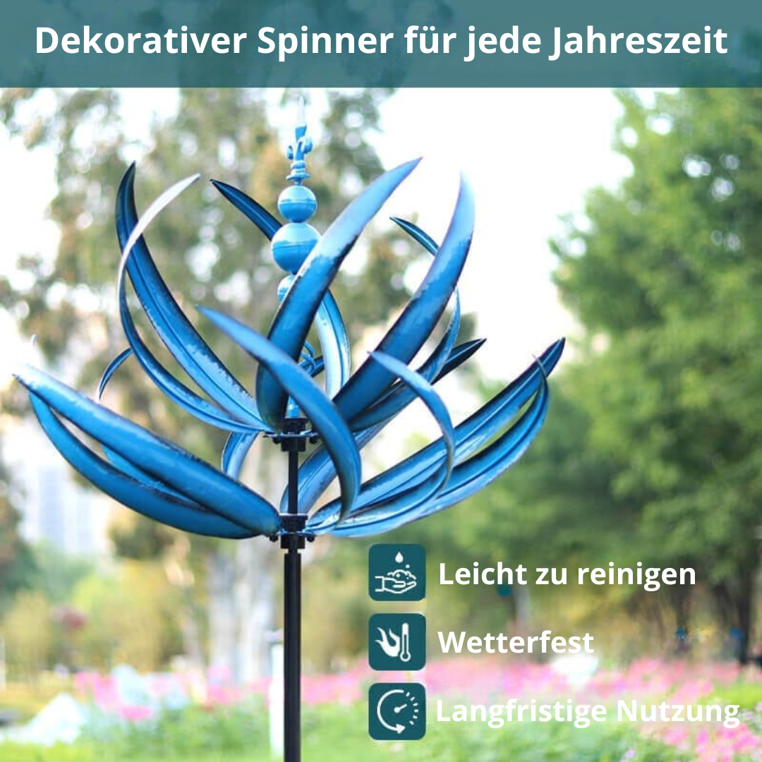 Wetterfahne Lotus-Design aus rostfreiem Metall | Windrichtungsanzeiger für Garten | UV-beständig, werkzeugfrei aufstellbar 3