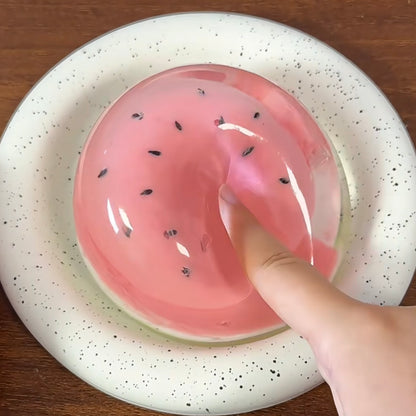 Squishy Spielzeug Wassermelonen-Optik 10 x 10 cm | PU-Schaum, Rosa mit Kernen-Muster | Weich, Elastisch & Stressabbauend 3