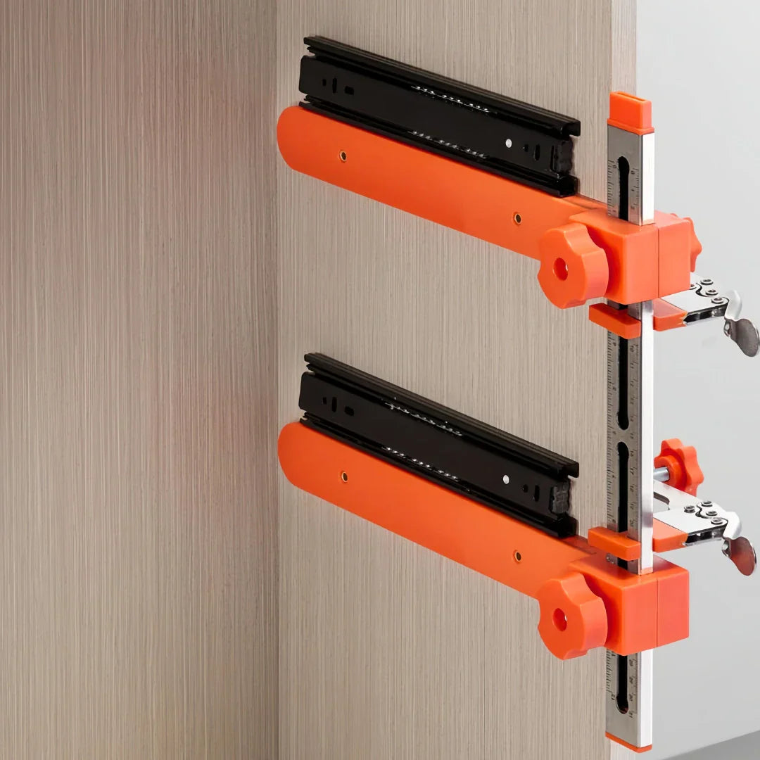 ClamperSlide™ – Präzisions-Schubladenauszug-Schablone mit Knebelklemme