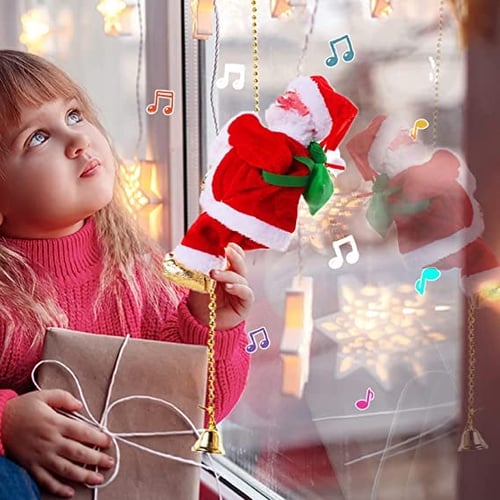 Weihnachtsdeko Weihnachtsmann kletternd mit Jingle-Bells-Melodie