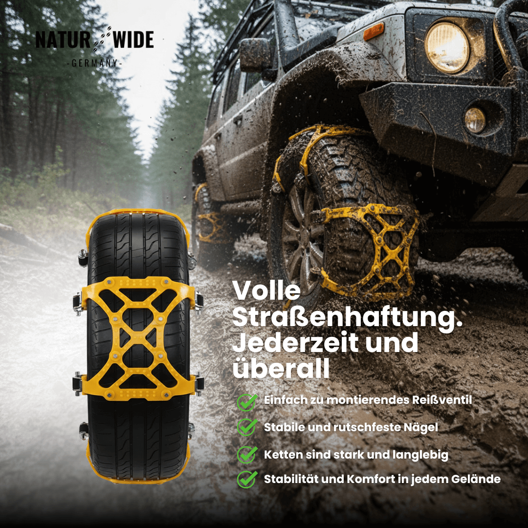 Schneeketten TPU & Stahl | 185-295 mm, 3er-Set für Auto, SUV & LKW | Rutschfest bis -50 °C, in Minuten montiert 8
