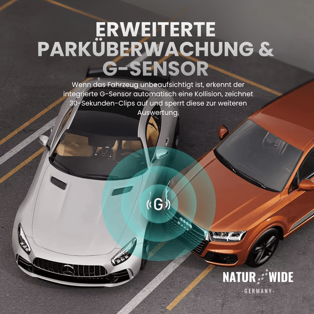 4K Dashcam mit Nachtsicht & Doppelkamera | WLAN, GPS, G-Sensor & 24H Parküberwachung | Front 4K, Heck 1080p, Loop-Recording 10