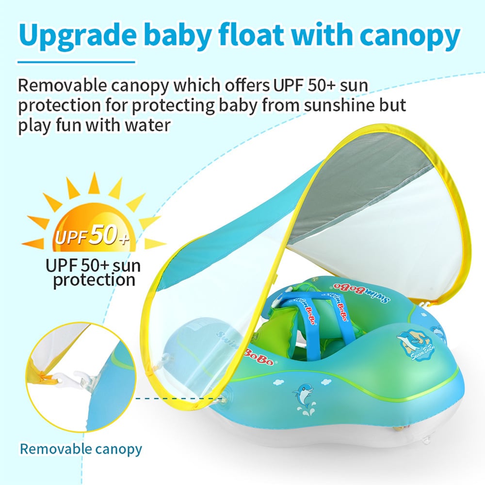 AquaFloaty™ – Baby-Schwimmring mit Sonnendach, tragbar und leicht aufzublasen