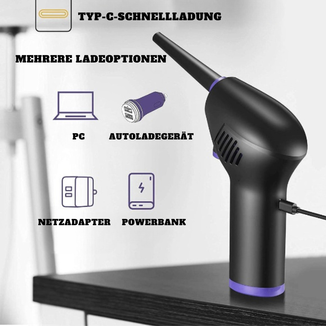 Elektrischer Druckluftreiniger Kabellos | 45.000 U/min Motor 60W Leistung | Akku 15000mAh mit Type-C Schnellladung 2