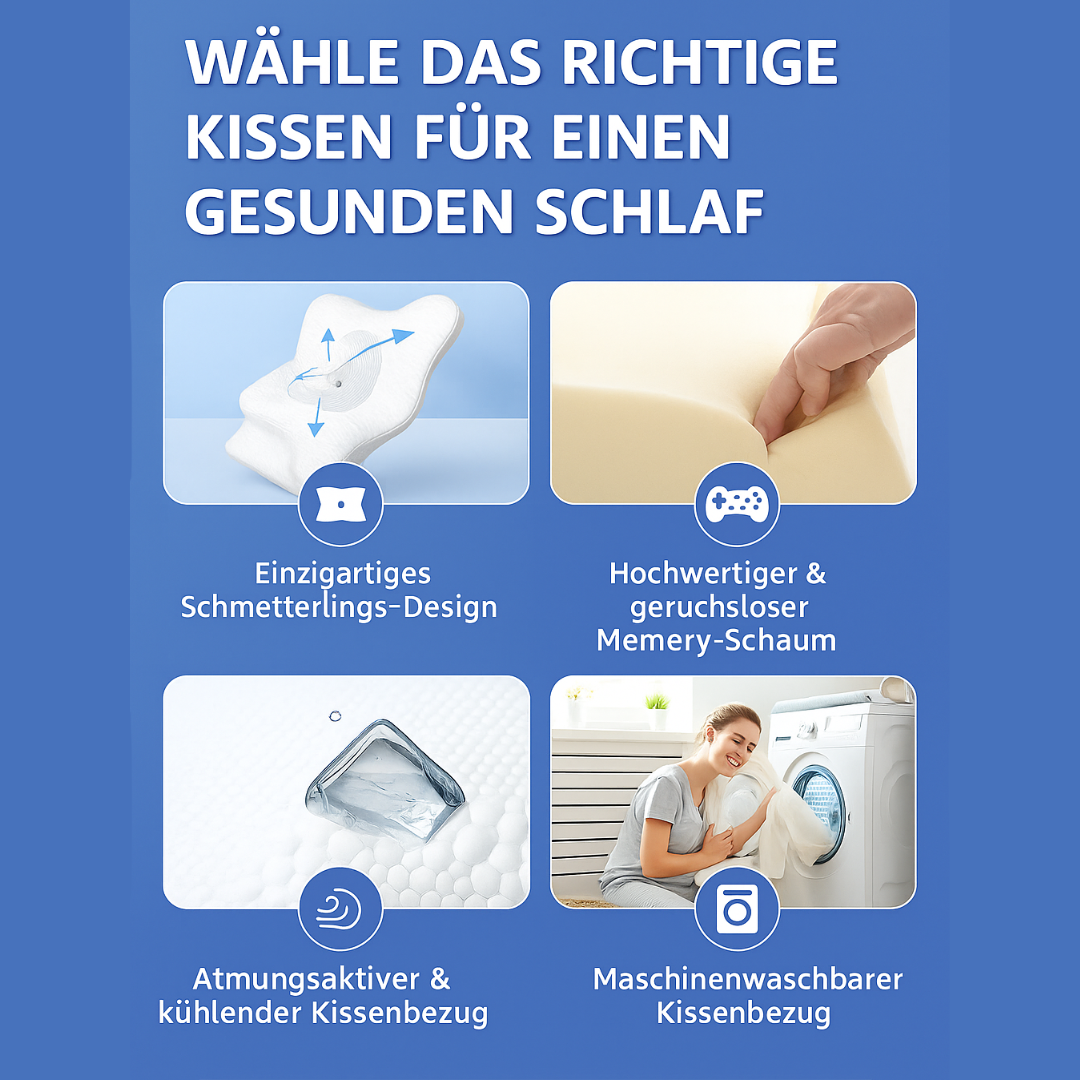 Ergonomisches Nackenkissen Memory-Schaum | 3D-Form für Rücken- und Seitenschläfer | Atmungsaktiver, waschbarer Bezug 2