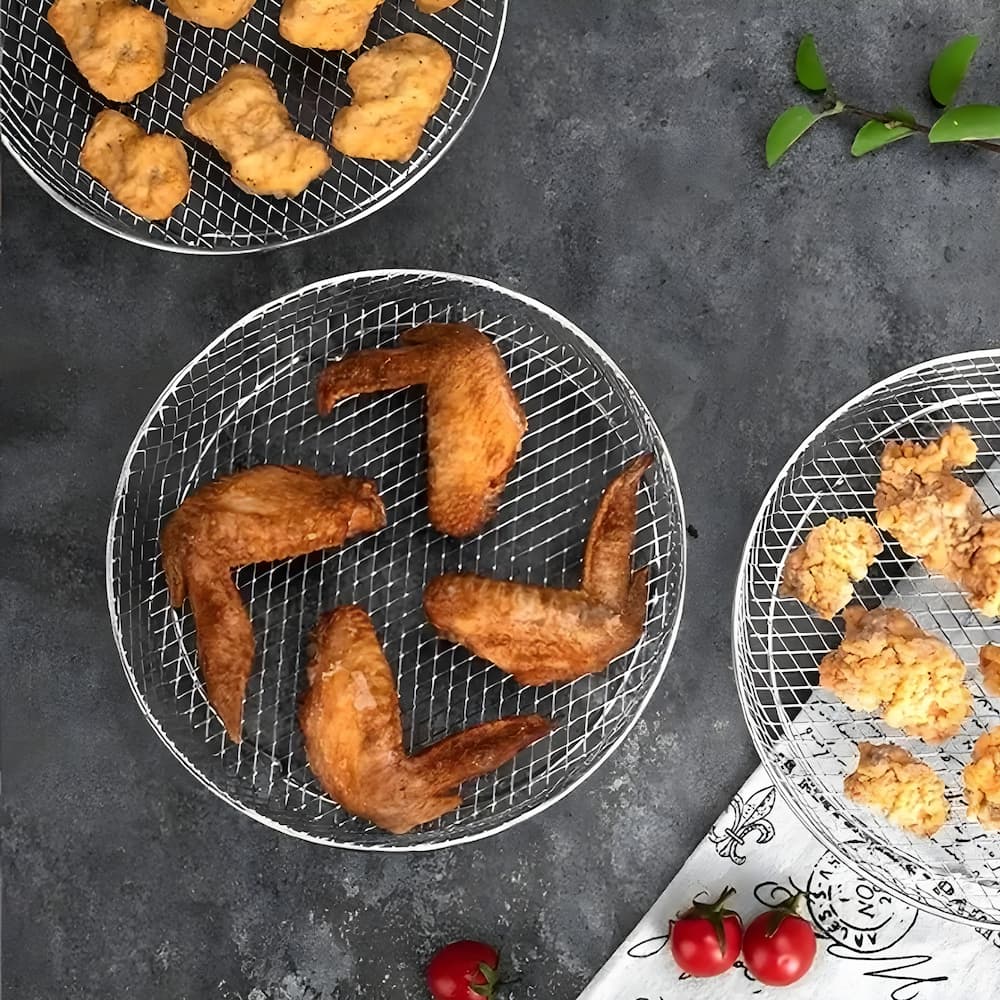 Stapelbare Fritteusenkörbe 3-lagig | Für Runde, Quadratische und Rechteckige Heißluftfritteusen | Spülmaschinenfest 2