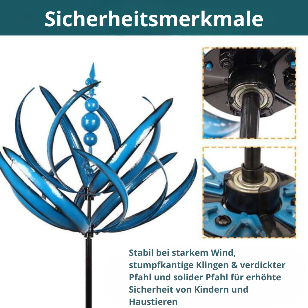 Wetterfahne Lotus-Design aus rostfreiem Metall | Windrichtungsanzeiger für Garten | UV-beständig, werkzeugfrei aufstellbar 5