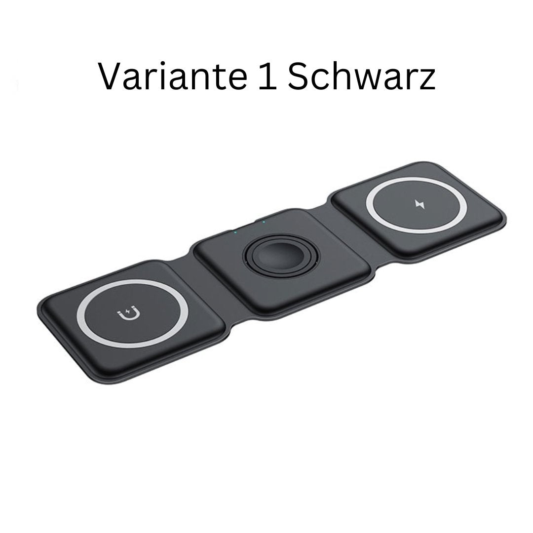 3-in-1 Kabellose Ladestation für iPhone, Watch & AirPods | Faltbar, 65 W, Qi-kompatibel | Magnetisch mit Ladeanzeige, USB-C 12