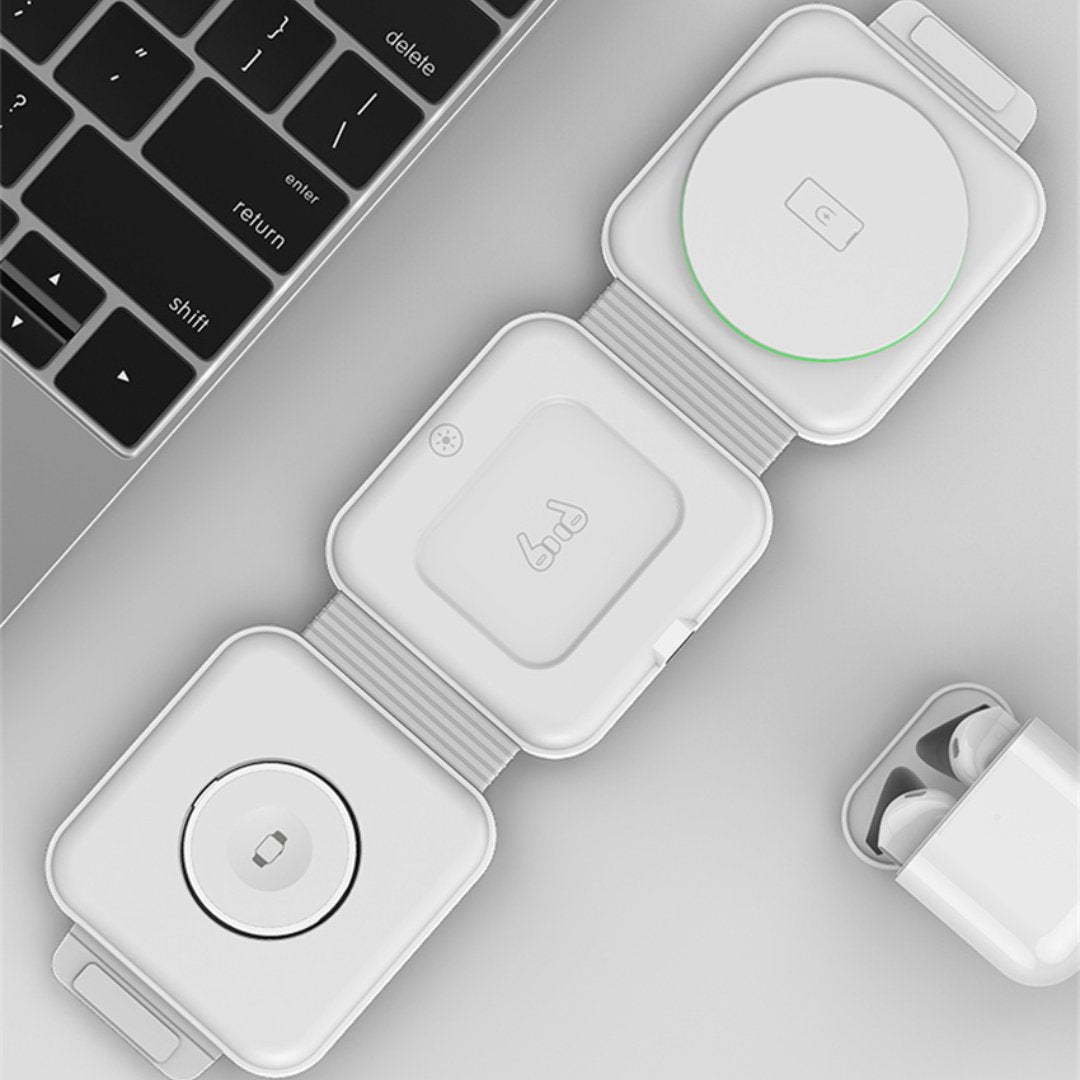 3-in-1 Kabellose Ladestation für iPhone, Watch & AirPods | Faltbar, 65 W, Qi-kompatibel | Magnetisch mit Ladeanzeige, USB-C 3