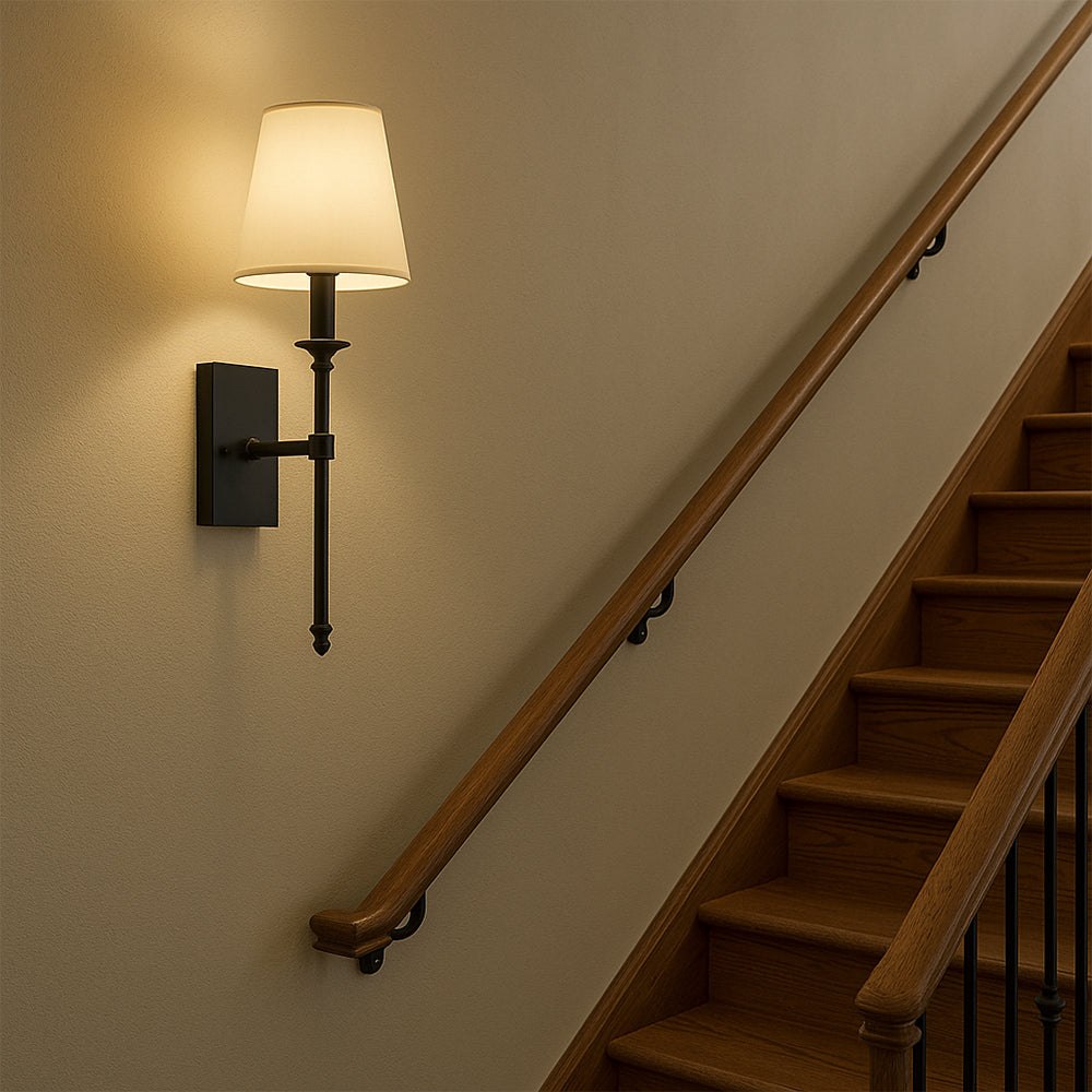 Wandlampen-Set mit Stoffschirm 16 x 58 cm | 2er Set in Schwarz, Silber oder Gold | LED, 3 Lichtmodi, kabelgebunden 110–220V 2