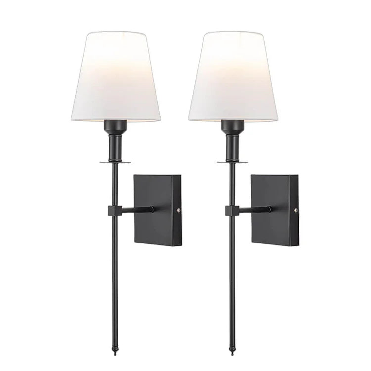 Wandlampen-Set mit Stoffschirm 16 x 58 cm | 2er Set in Schwarz, Silber oder Gold | LED, 3 Lichtmodi, kabelgebunden 110–220V 7