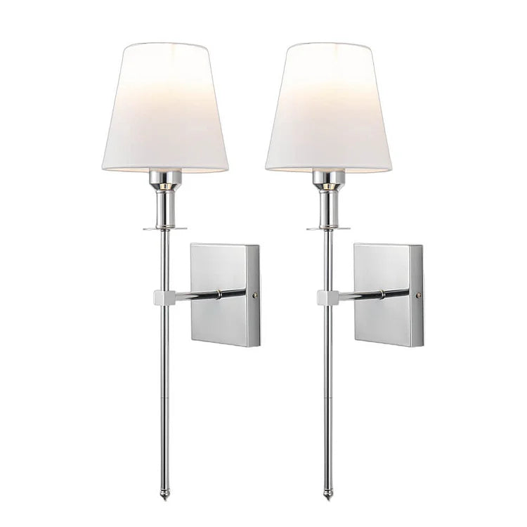 Wandlampen-Set mit Stoffschirm 16 x 58 cm | 2er Set in Schwarz, Silber oder Gold | LED, 3 Lichtmodi, kabelgebunden 110–220V 8