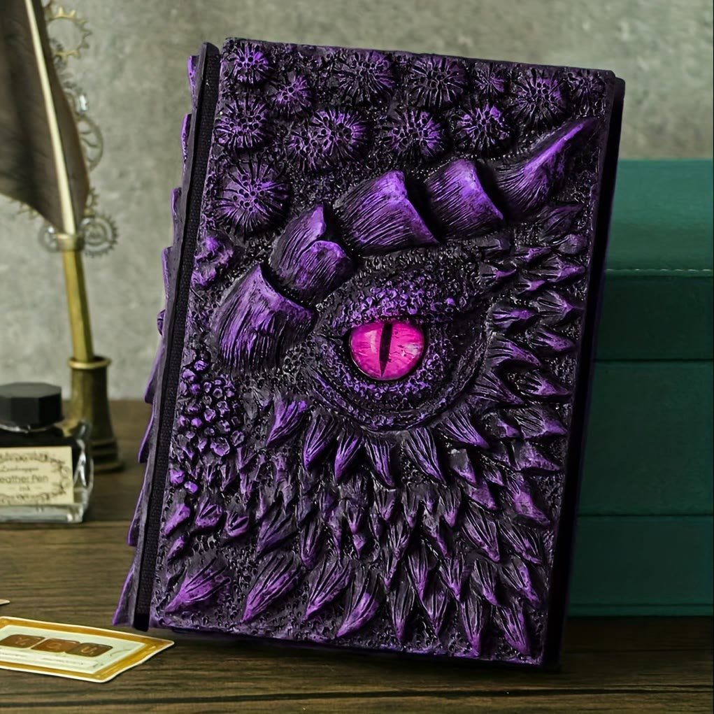 DragonBook™ – Handgefertigtes, geprägtes Harz-Tagebuch mit graviertem Einband