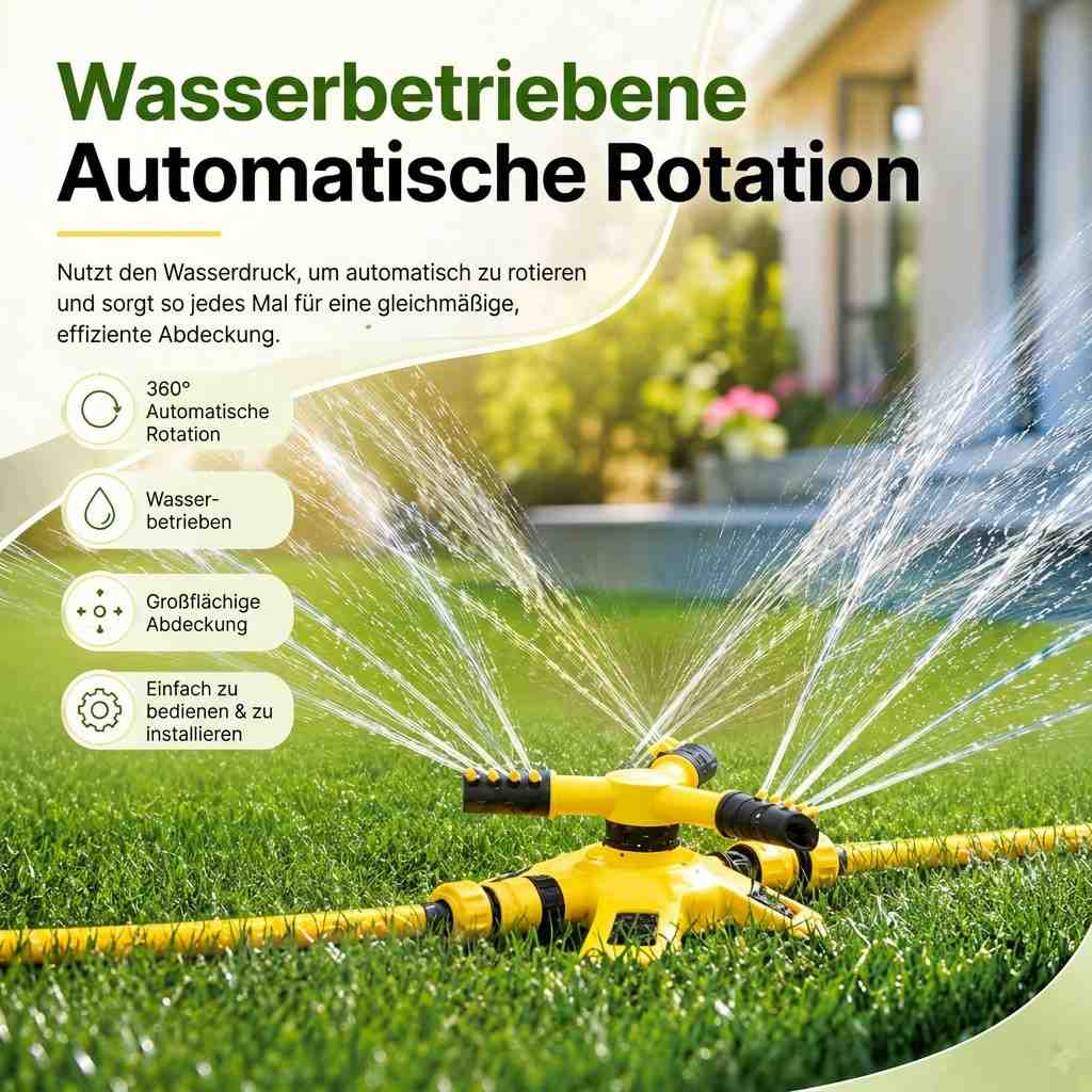 360-Grad-Rasensprenger | Einstellbare Sprühweite & Universalanschluss | Beschwerter Standfuß für sicheren Stand 5