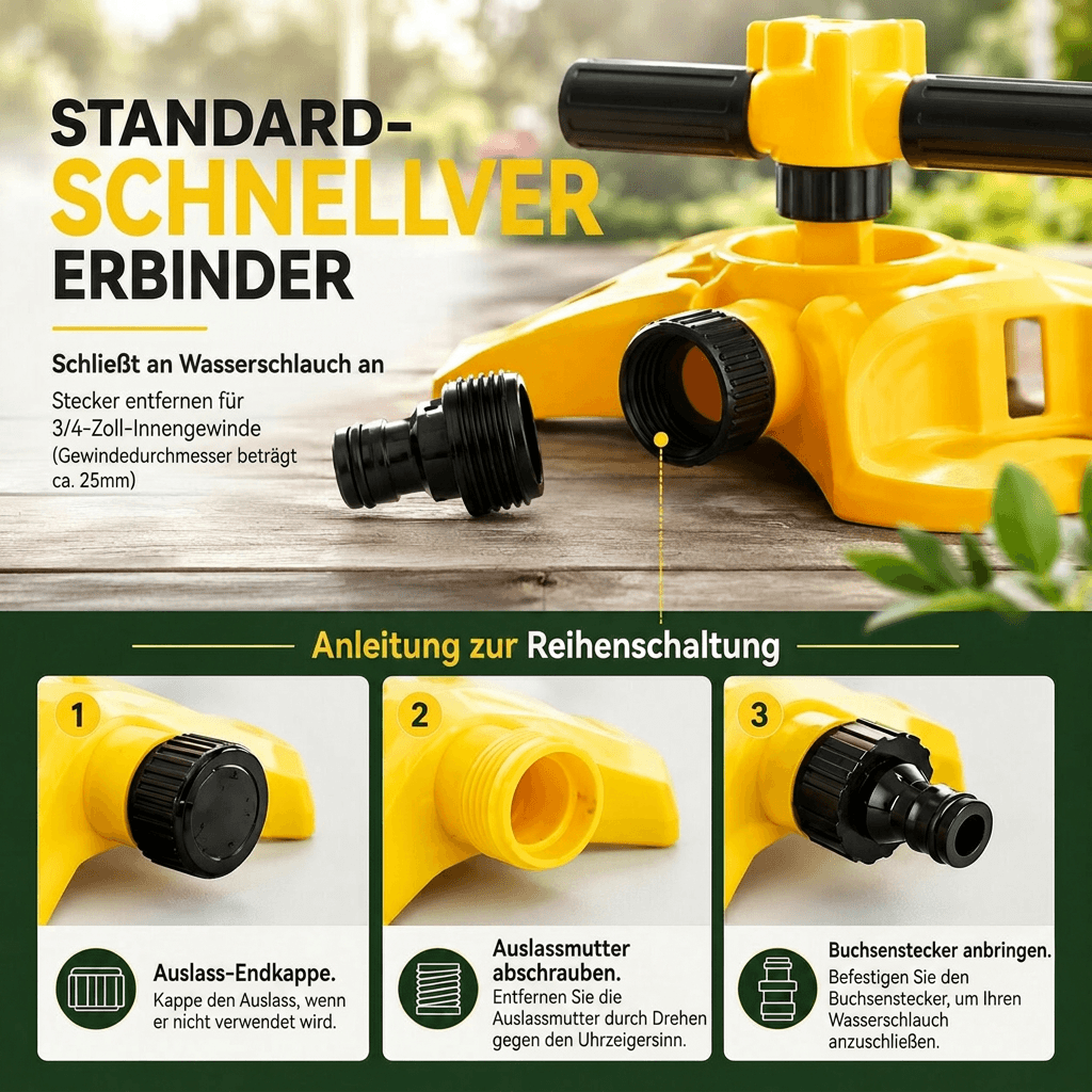360-Grad-Rasensprenger | Einstellbare Sprühweite & Universalanschluss | Beschwerter Standfuß für sicheren Stand 6