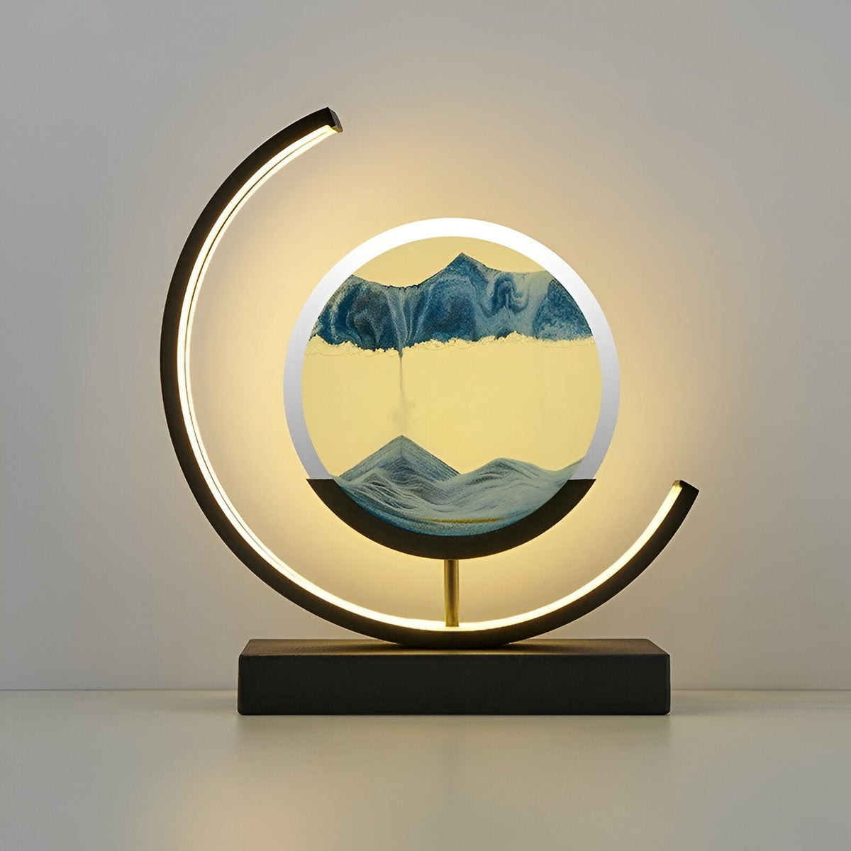 Sandkunst-Tischlampe aus Metall & Glas, 25,4 x 27,9 cm | Dimmbares LED-Licht, 4 Farben | Kabellos, entspannend 6