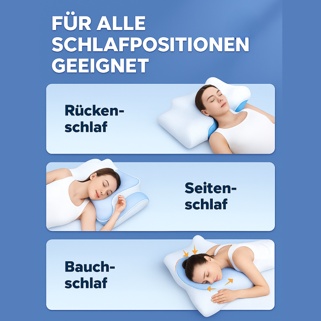 Ergonomisches Nackenkissen Memory-Schaum | 3D-Form für Rücken- und Seitenschläfer | Atmungsaktiver, waschbarer Bezug 3