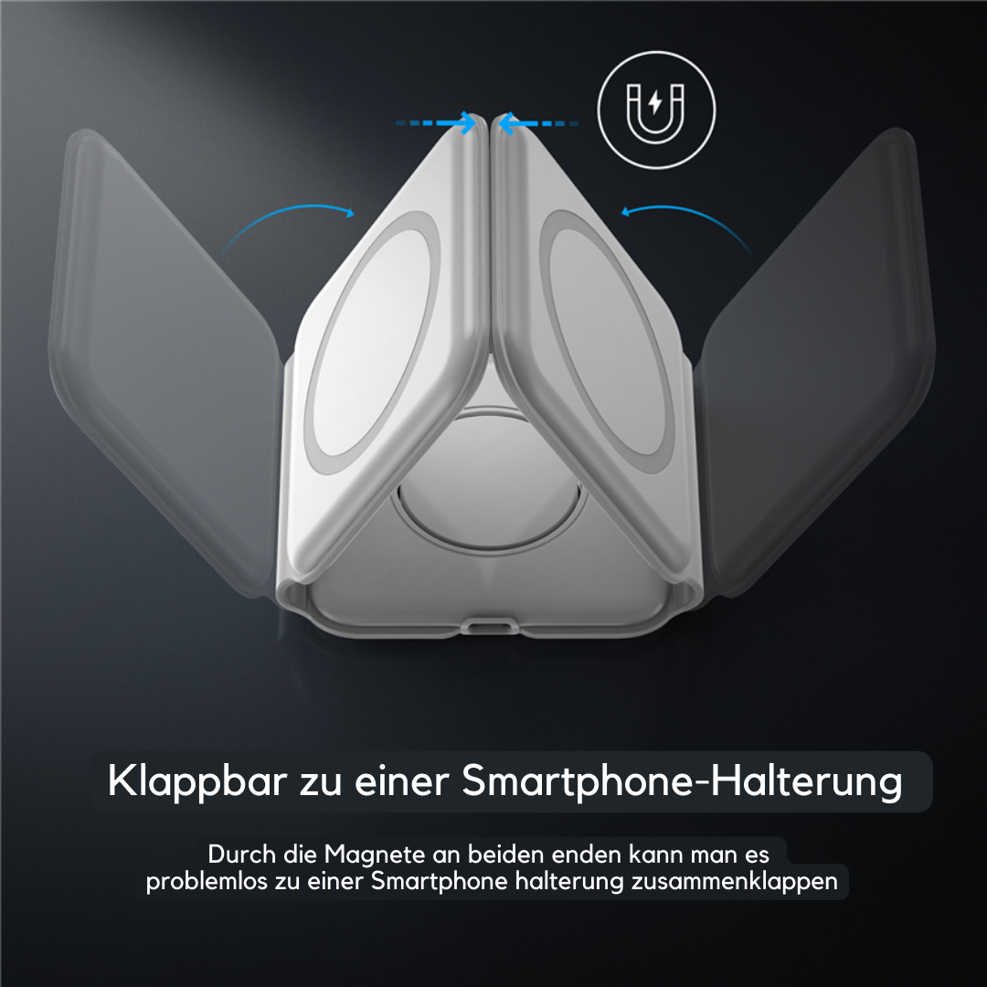 3-in-1 Kabellose Ladestation für iPhone, Watch & AirPods | Faltbar, 65 W, Qi-kompatibel | Magnetisch mit Ladeanzeige, USB-C 7