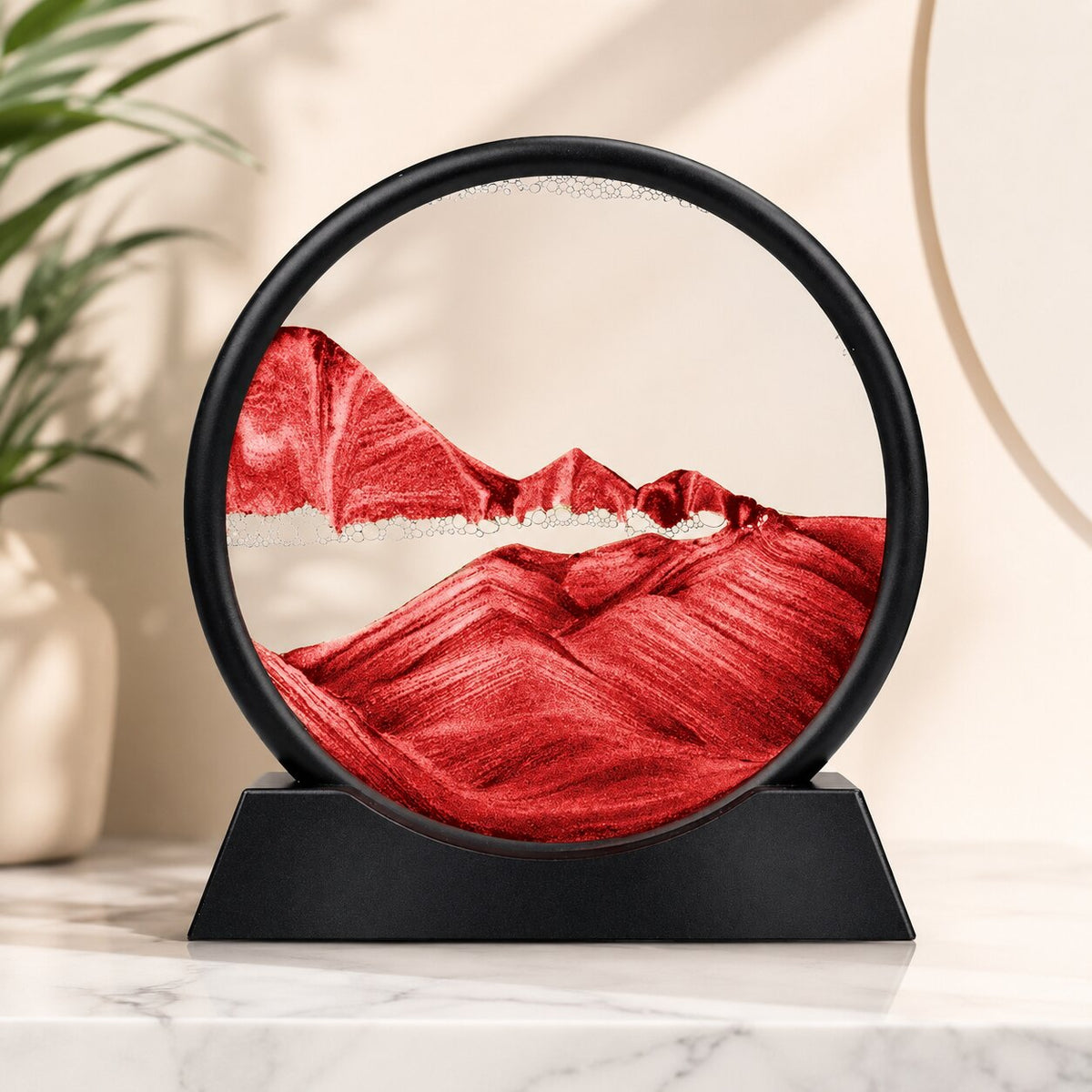 3D Sandbild Glas 18/30 cm | 7 Farben: Wüste, Blau, Schwarz Gold, Rosa, Lila, Grün, Rot | Entspannende Fließsand Deko 2