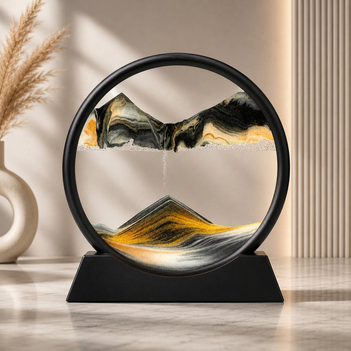 3D Sandbild Glas 18/30 cm | 7 Farben: Wüste, Blau, Schwarz Gold, Rosa, Lila, Grün, Rot | Entspannende Fließsand Deko 6