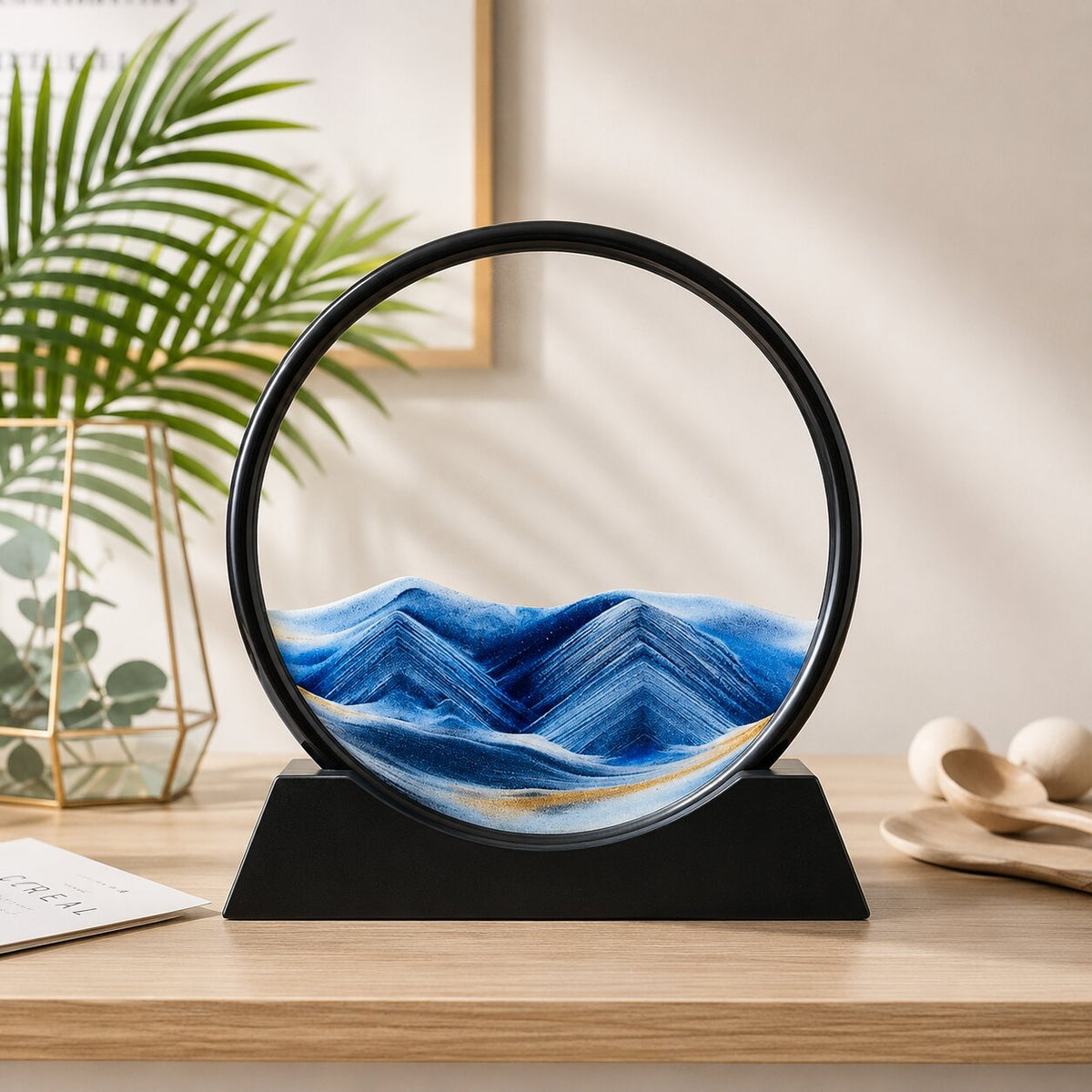 3D Sandbild Glas 18/30 cm | 7 Farben: Wüste, Blau, Schwarz Gold, Rosa, Lila, Grün, Rot | Entspannende Fließsand Deko 7