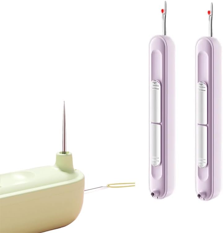 Nadeleinfädler und Nahttrenner 2-in-1, Kunststoff, 10,5 cm | Grün, Gelb oder Lila | Fädelt Nadeln in Sekunden ein 11
