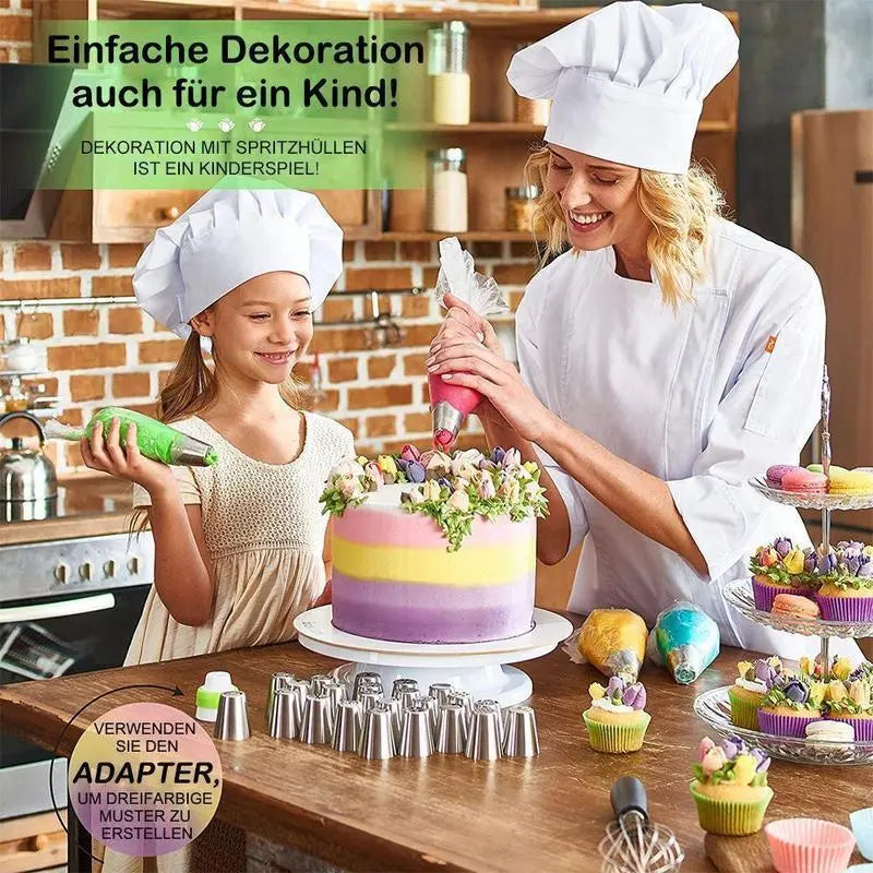 Spritztüllen-Set Edelstahl & Silikon, 14-teilig | Tulpentüllen, Spritzbeutel & Adapter | Für präzise Tortendekoration 5