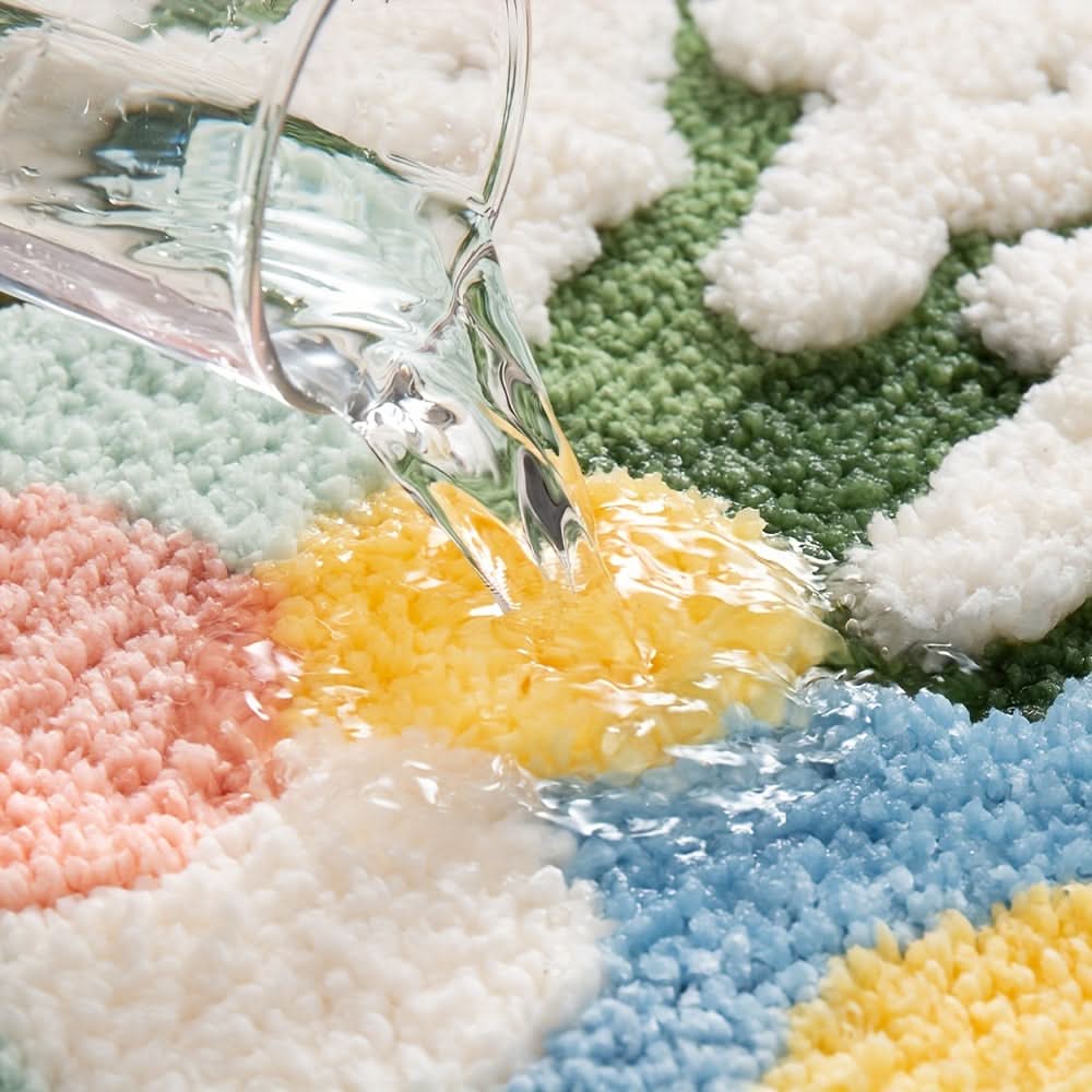 Saugstarke Badematte Mikrofaser mit Blumenmuster | Rutschfeste Unterseite für sicheren Halt | Maschinenwaschbar & Trocknergeeignet 7
