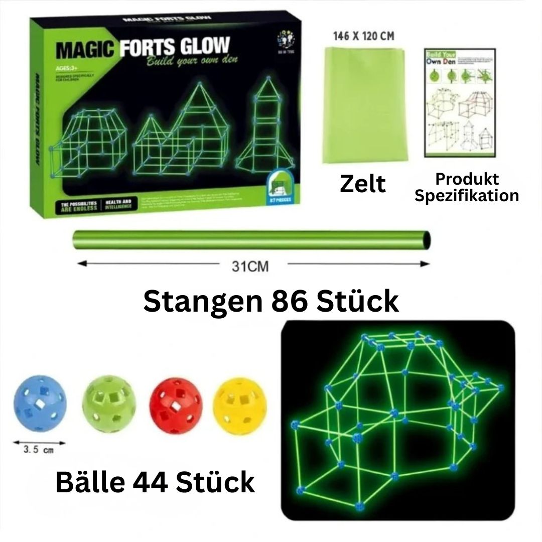 Leucht-Bauset – leuchtet im Dunkeln ohne Strom | Stäbe & Verbindungskugeln aus BPA-freiem Kunststoff | Bis 102 Teile, ab 3 Jahren 4