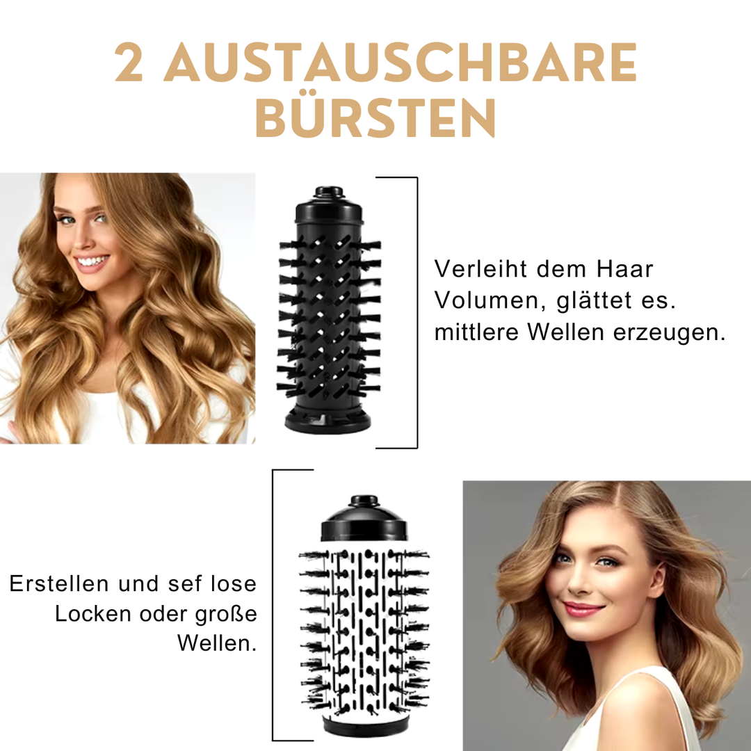 Rotierende Warmluftbürste mit Ionentechnologie | 360° Rotation, 2 Bürstenaufsätze | Föhnt, Stylt und Glättet gleichzeitig 9