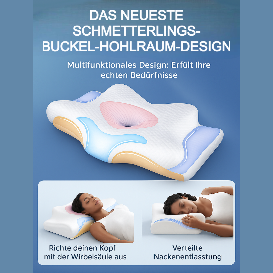 Ergonomisches Nackenkissen Memory-Schaum | 3D-Form für Rücken- und Seitenschläfer | Atmungsaktiver, waschbarer Bezug 4