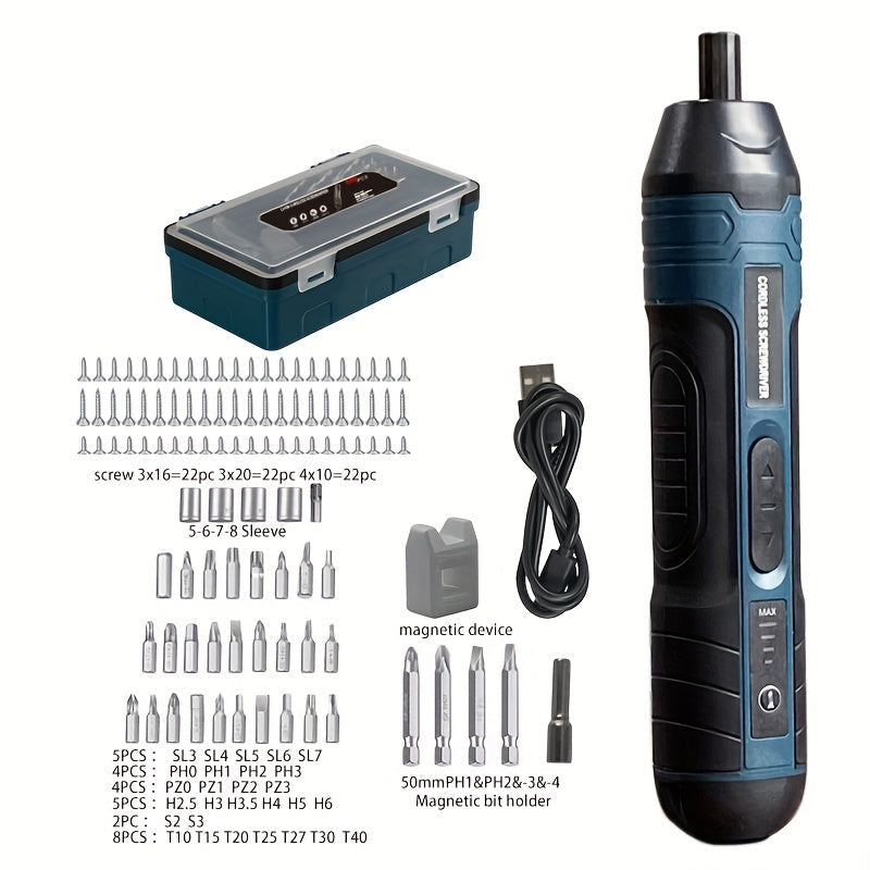 Akkuschrauber Set Kompakt 3.6V Lithium-Akku | 4 Drehmomentstufen, bis 5 Nm | USB-Ladefunktion, 20 Bits inklusive 8