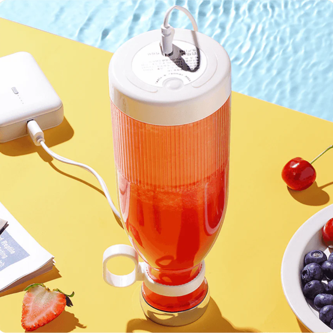 Tragbarer Smoothie-Mixer | Akku-Betrieb, rutschfeste Basis | Mixt direkt in der Trinkflasche, mit Automatik-Stopp 3