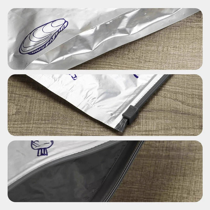 Aluminium Aufbewahrungsbeutel S/M/L | Wiederverwendbar, Auslaufsicher | Luftdichter Doppelverschluss hält Lebensmittel frisch 6