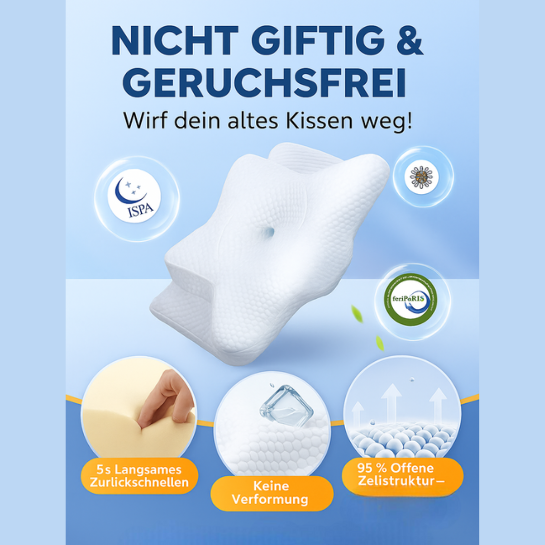 Ergonomisches Nackenkissen Memory-Schaum | 3D-Form für Rücken- und Seitenschläfer | Atmungsaktiver, waschbarer Bezug 5