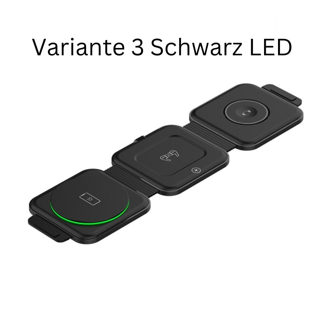3-in-1 Kabellose Ladestation für iPhone, Watch & AirPods | Faltbar, 65 W, Qi-kompatibel | Magnetisch mit Ladeanzeige, USB-C 15