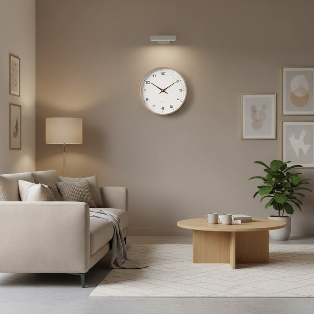 Wanduhr aus Holz und PVC | Skandinavisches Design mit leisem Quarzuhrwerk | Zeitlose Deko für Wohnzimmer, Büro und Schlafzimmer 2
