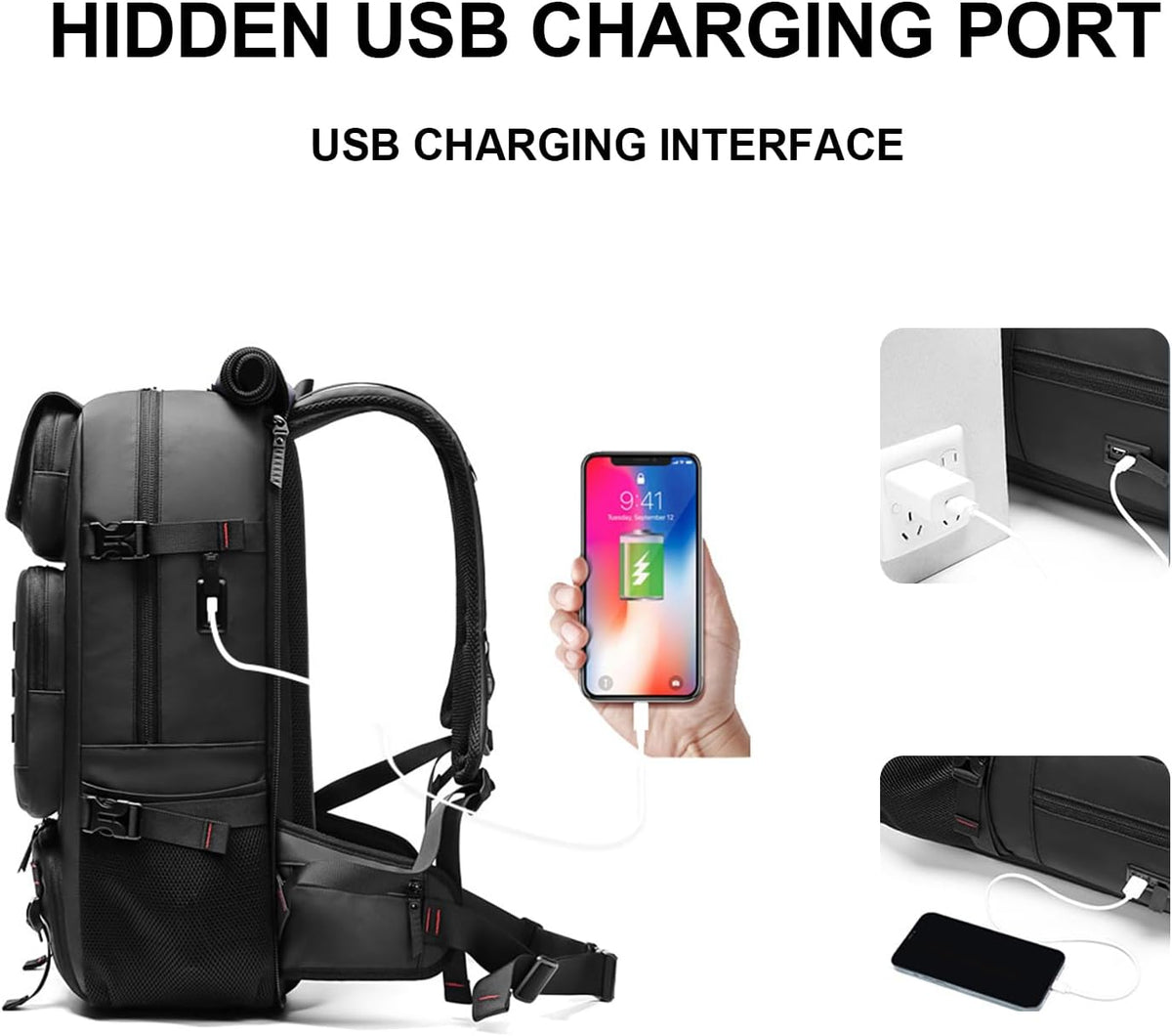 50L Reiserucksack Wasserdicht | Schuhfach & USB-Ladeanschluss | Laptopfach 17 Zoll, Diebstahlsicherer Reißverschluss 5