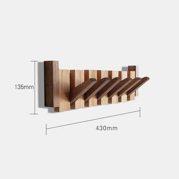 Garderobenleiste Holz, 8 Klapphaken | Klavierdesign, Nussbaum & Buche | Platzsparende Magnethaken für die Diele 10