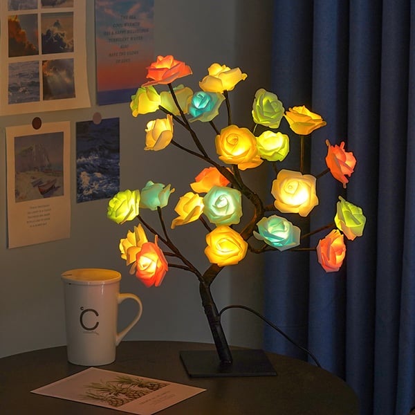 LED Rosenbaum Geschenk handgefertigt Kunststoffrahmen mit warmem Licht